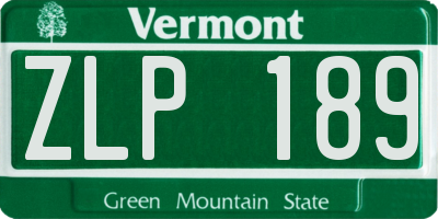 VT license plate ZLP189