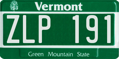 VT license plate ZLP191