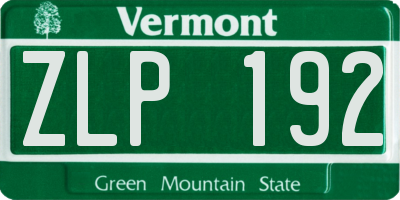 VT license plate ZLP192