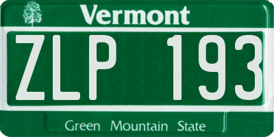 VT license plate ZLP193