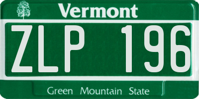 VT license plate ZLP196