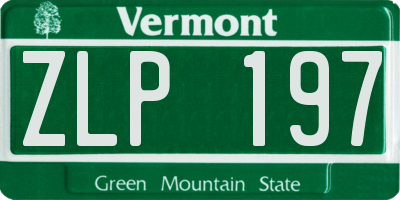 VT license plate ZLP197