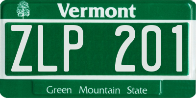 VT license plate ZLP201