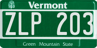 VT license plate ZLP203
