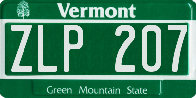VT license plate ZLP207