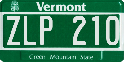 VT license plate ZLP210