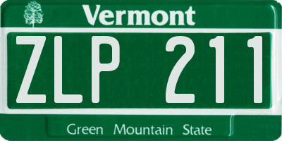 VT license plate ZLP211