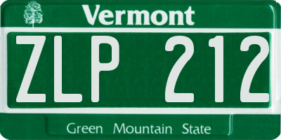 VT license plate ZLP212