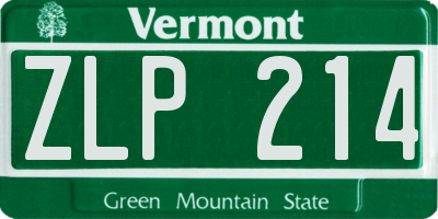 VT license plate ZLP214