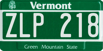 VT license plate ZLP218