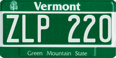 VT license plate ZLP220