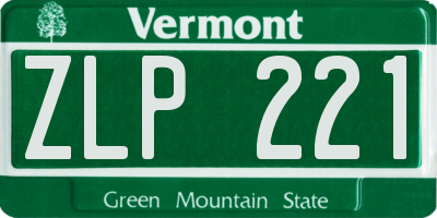 VT license plate ZLP221