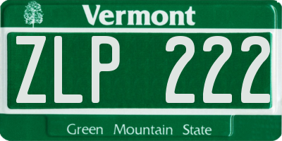 VT license plate ZLP222