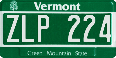 VT license plate ZLP224