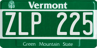 VT license plate ZLP225