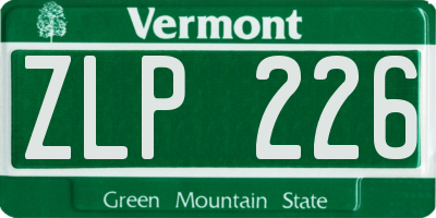 VT license plate ZLP226
