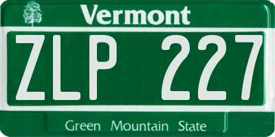 VT license plate ZLP227
