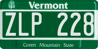 VT license plate ZLP228