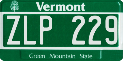 VT license plate ZLP229