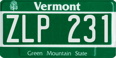 VT license plate ZLP231
