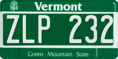VT license plate ZLP232