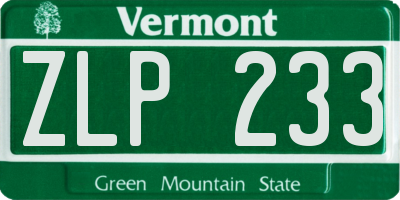 VT license plate ZLP233