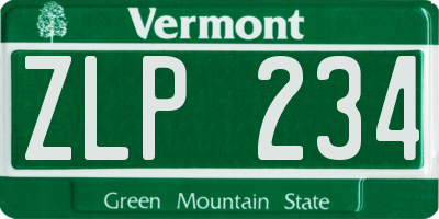 VT license plate ZLP234