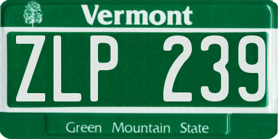 VT license plate ZLP239