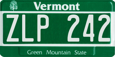 VT license plate ZLP242