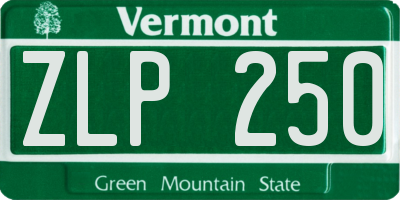 VT license plate ZLP250
