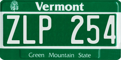 VT license plate ZLP254