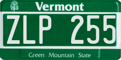 VT license plate ZLP255