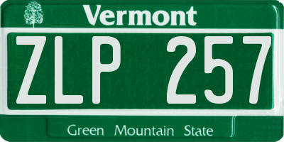 VT license plate ZLP257