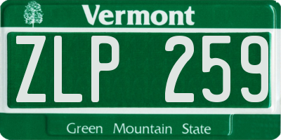 VT license plate ZLP259
