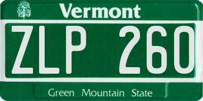 VT license plate ZLP260