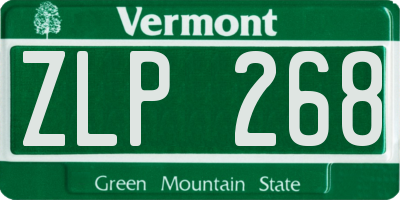 VT license plate ZLP268