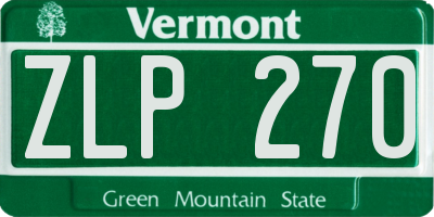 VT license plate ZLP270