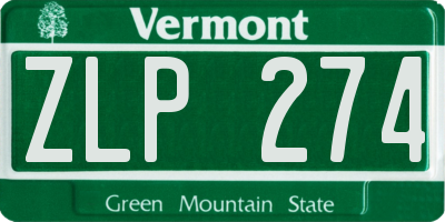 VT license plate ZLP274