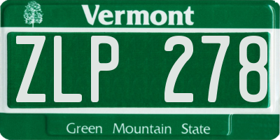 VT license plate ZLP278