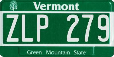 VT license plate ZLP279
