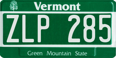 VT license plate ZLP285