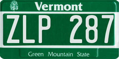VT license plate ZLP287