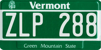 VT license plate ZLP288
