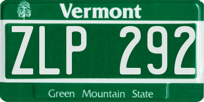 VT license plate ZLP292