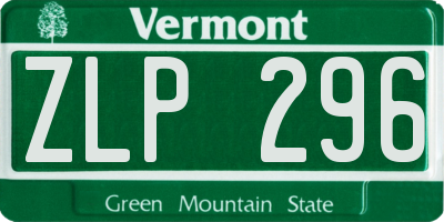 VT license plate ZLP296