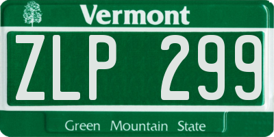 VT license plate ZLP299