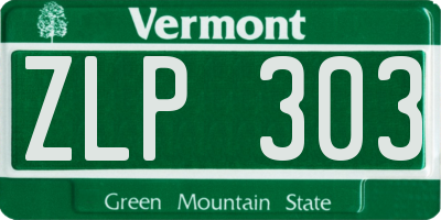 VT license plate ZLP303