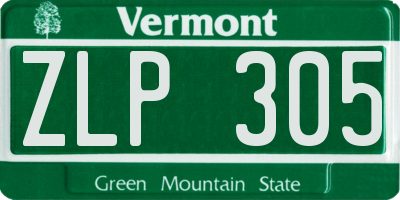 VT license plate ZLP305