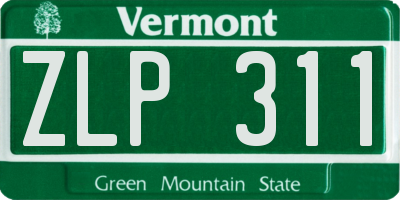 VT license plate ZLP311