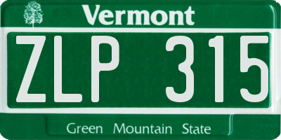 VT license plate ZLP315